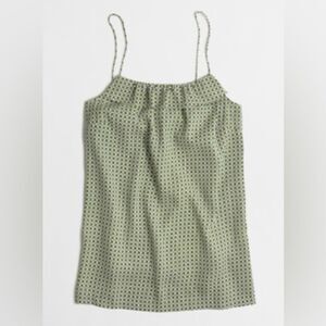 J. Crew Printed Ruffle Tank Top Green